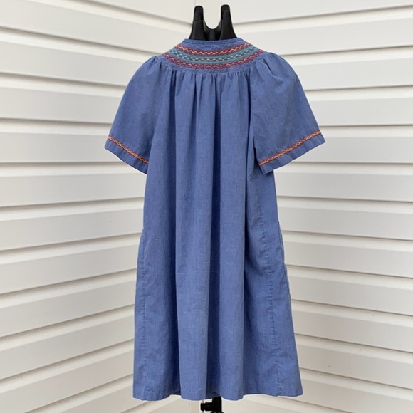 80’s Vintage Chambray Smart Time “House Coat” (Robe) - Picture 2 of 12